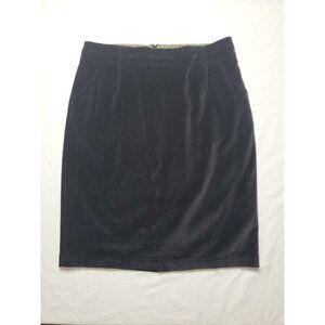 Boden Black Velvet Pencil Skirt Size 16 L Pockets Preppy Minimalists Tall Lined
